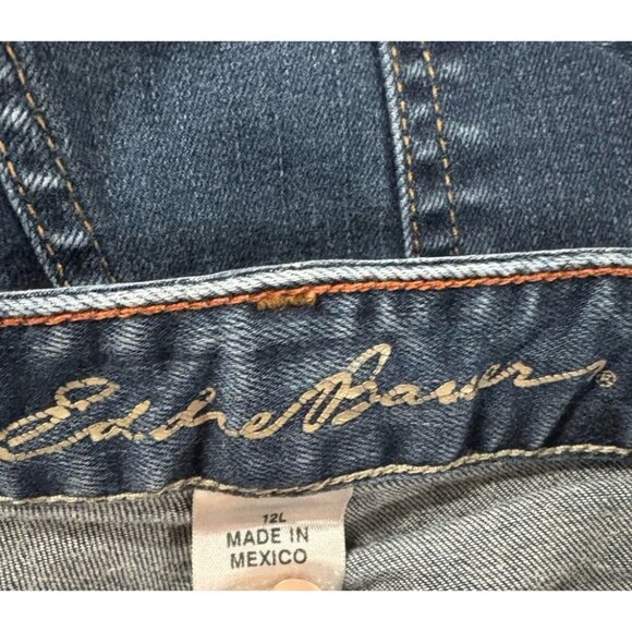 Eddie Bauer Jeans Women 12L 32X32 Denim Stretch Low Rise Straight Cut - Picture 8 of 9